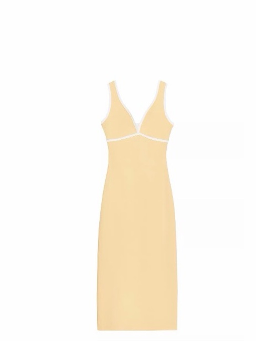 Zara Pale Yellow Maxi Dress with White Trim